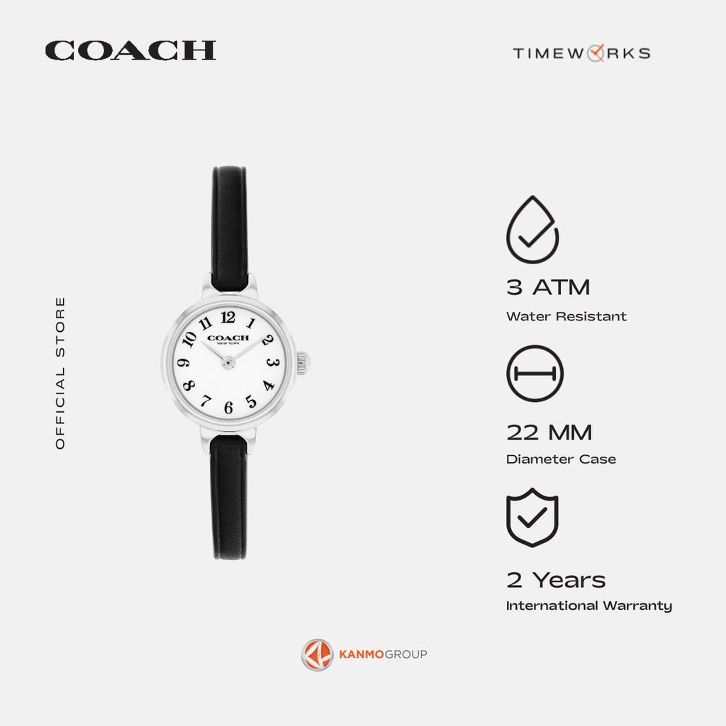 Coach Iris 2 Hands Black Leather Strap - Jam Tangan Wanita - 14504657