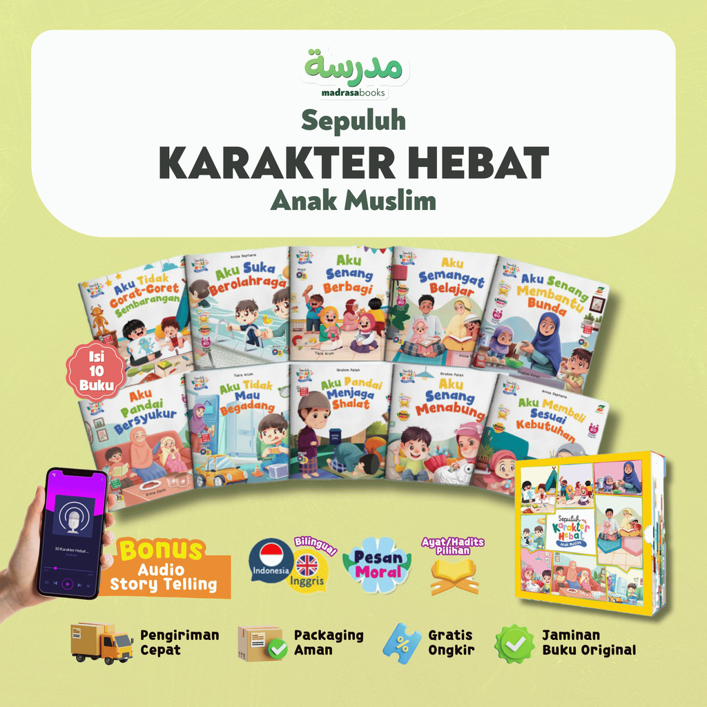 Ziyadbooks - Buku Cerita Edukasi - Sepuluh Karakter Hebat Anak Muslim - Membentuk Akhlak Mulia Sejak