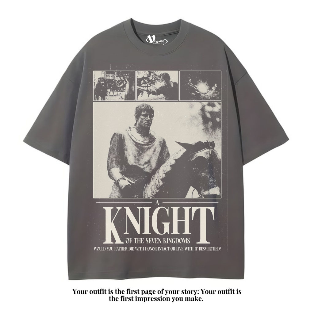 VEGA88 *knight on the seven Kingdoms* Kaos oversize | t-shirt oversized | oversize dark grey | vinta