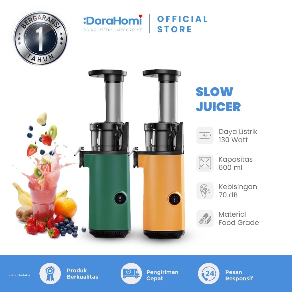 DORAHOMI Slow Juicer Jeruk Lemon Otomatis | Alat Peras Jeruk Listrik | BPA Free | Mudah Dibersihkan