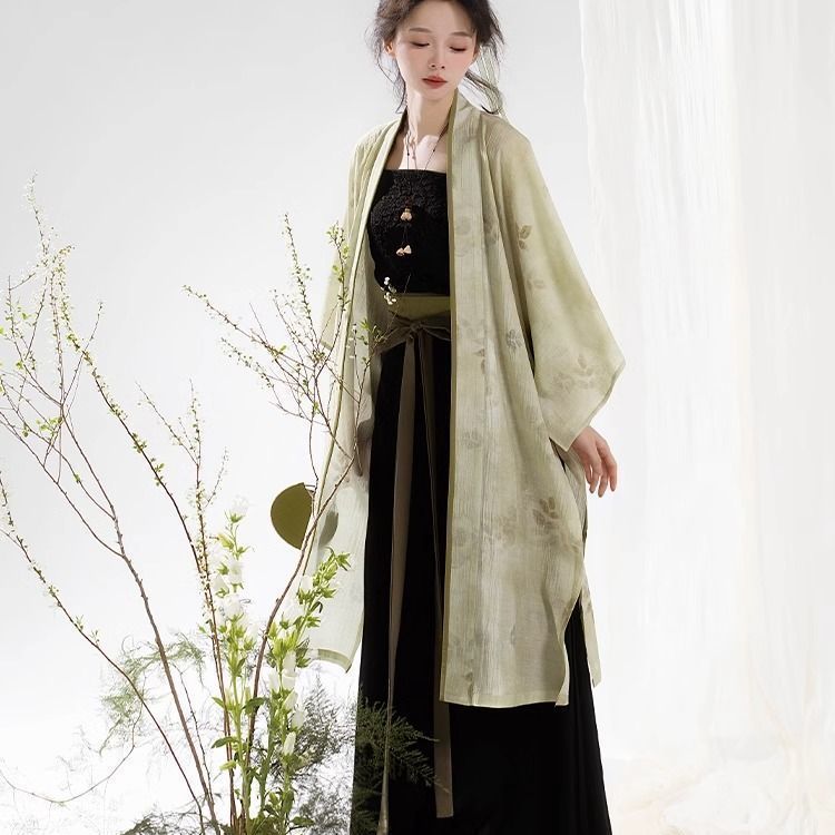 [COD] Hanfu Wanita Baju Panjang dan Celana Pendek Bukaan Depan Pakaian Sehari-hari yang Modis