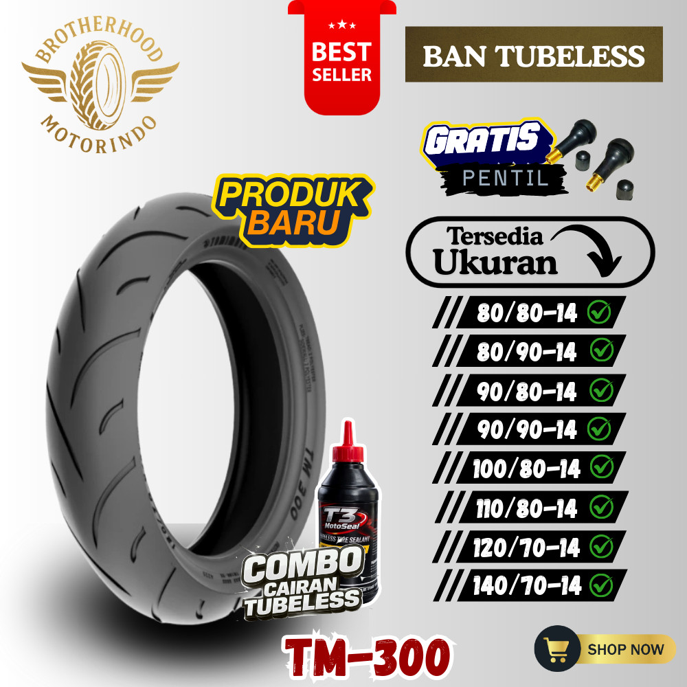 BAN TOMIMOTO TM300 TUBELESS (80/80-14 / 90/80-14 / 80/90-14 / 90/90-14 / 100/80-14 / 110/80-14 / 120