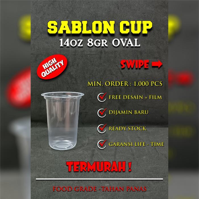 Sablon Cup Plastik PP Oval 14 oz 8 gram Starindo | Sablon 1 Warna
