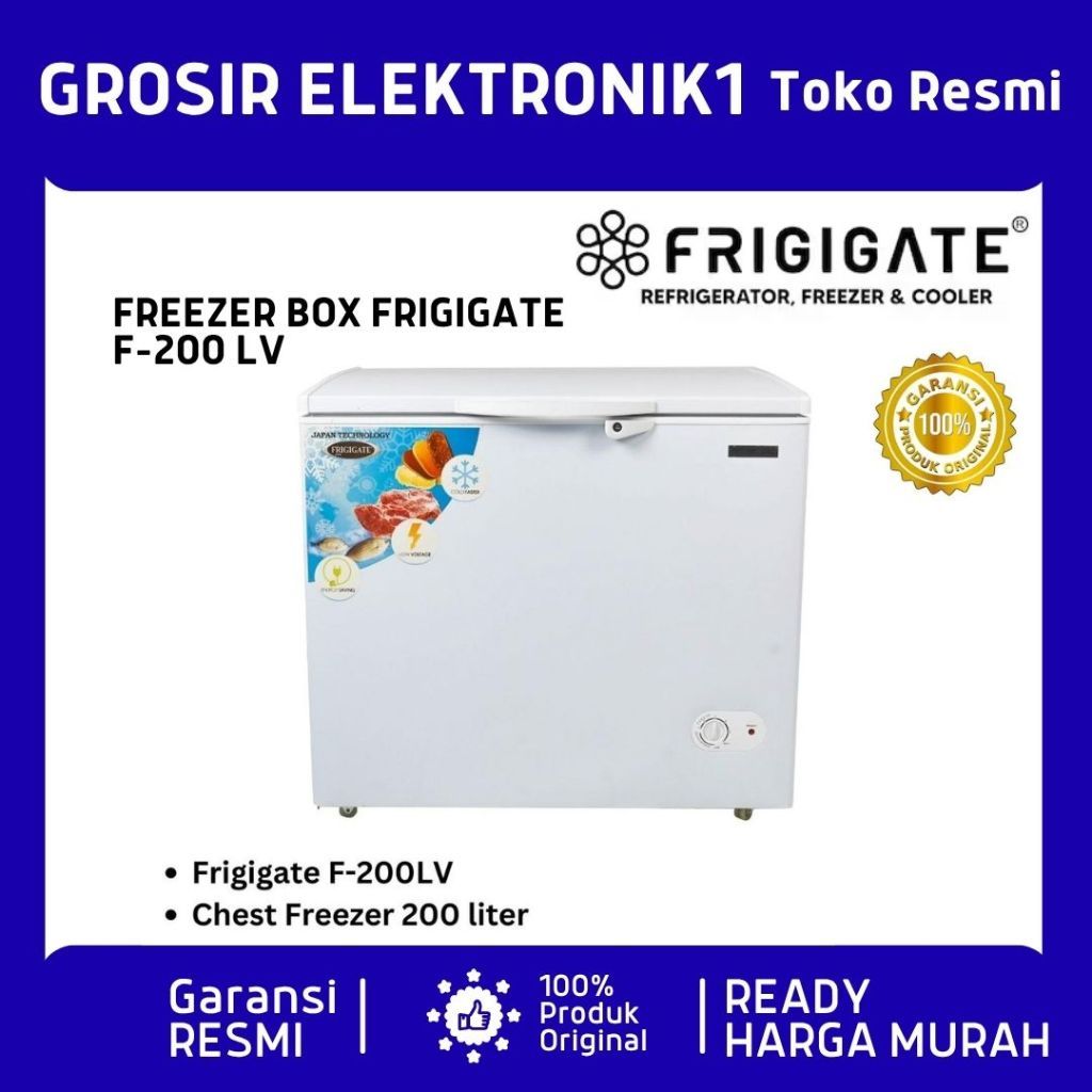 FRIGIGATE Chest Freezer 200 liter F-200 LV Resmi Frizer Box F200