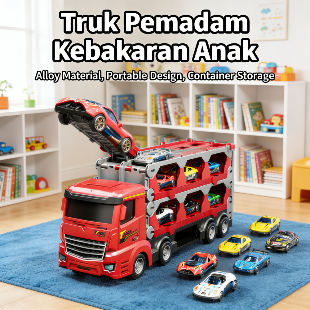 Pemadam Kebakaran Konstruksi Kendaraan Truk Model Anak Alloy Truk Portable Katapult Truk Container