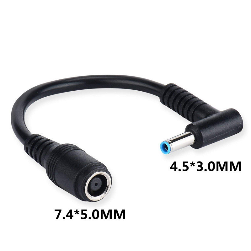 7.4mm*5.0mm Female To 4.5mm*3.0mm Elbow 7.4 To 4.5 Suitable for HP Dell Blue Tips Power Adapter Cabl