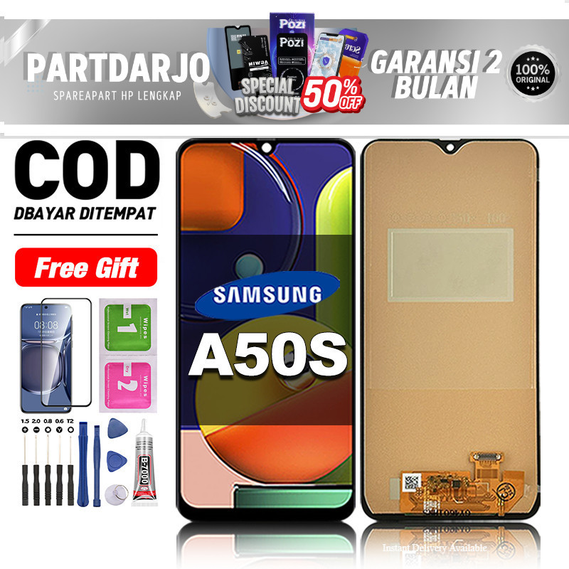 LCD Samsung A50S Fullset hp layar Touchscreen untuk Glass Touch Screen Digitizer COD -original free 