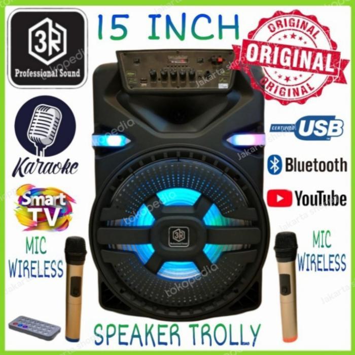 Speaker portabel 3R 15 inch STYLE 15 INCH karaoke smart tv YouTube