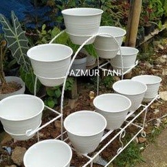 Pot Bunga Tawon Plastik Putih Coklat 20 Cm