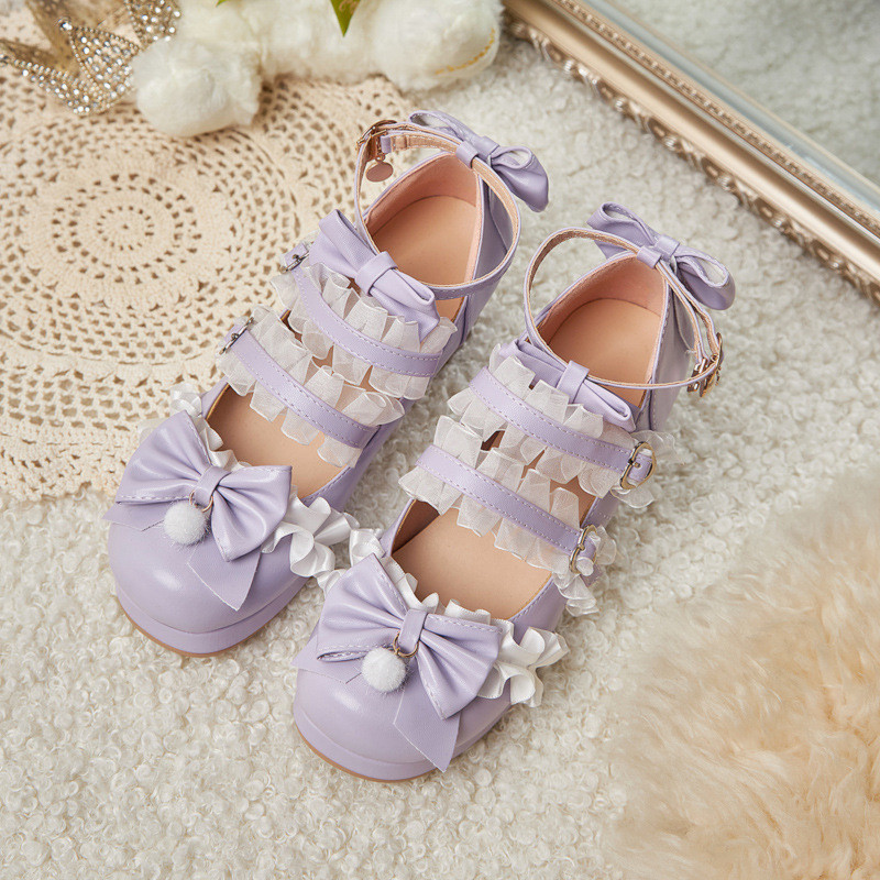 Sepatu hak tinggi anak-anak, sepatu gadis imut bergaya Lolita.