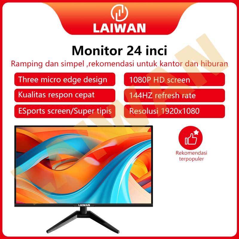 LAIWAN LED Monitor 24 inch Monitor PC Berkualitas Premium dengan HDMI 1080p