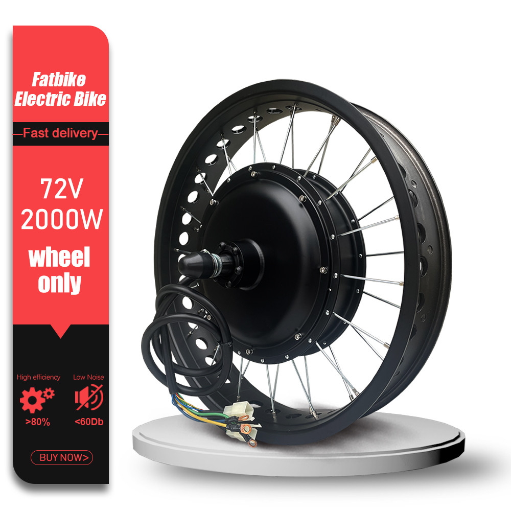 72V 2000W Electric Fat Bike Kit 4.0 Tyre Brushless Non-gear Rear Hub Motor Wheel Dropout 190mm For S
