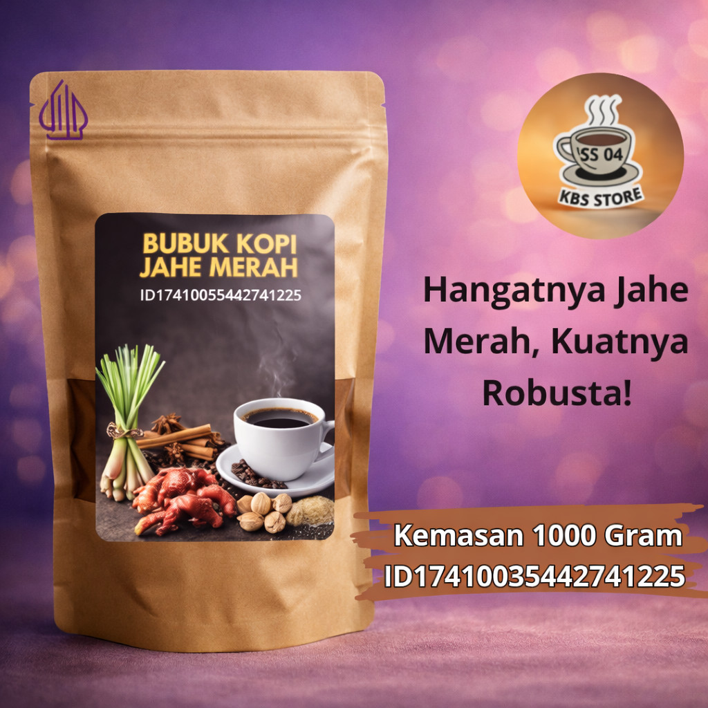 (kbs) Bubuk kopi Jahe merah nikmat hangat dan lezat Kemasan 1 Kg Kopi bubuk jahe merah murah bubuk k