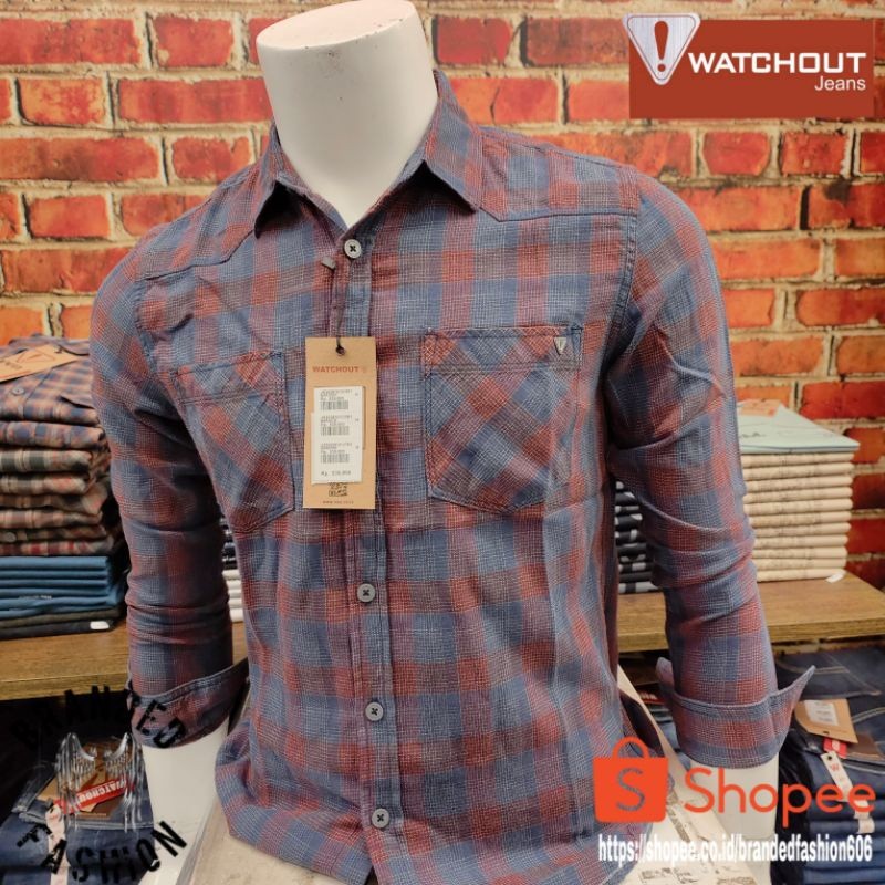 WATCHOUT JEANS DMG50 KEMEJA LENGAN PANJANG JS302810137 MAROON