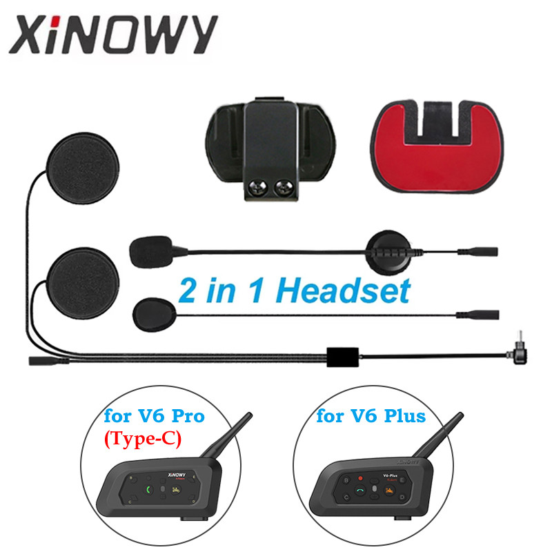 XINOWY V6 PLUS 2 In 1 Headset + Mounting Clip Base Only For XiNowy V6 Plus/V6 Pro(Type-C) Motorcycle