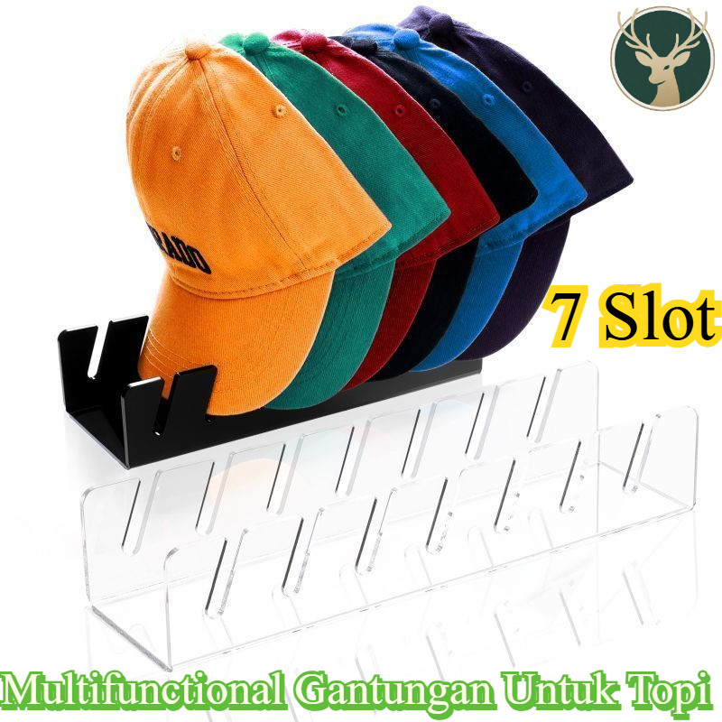 7 Slot Multifunctional Gantungan Untuk Topi/ Kartu Tempat Gantungan Topi / Rak Topi/ Akrilik Tempat 