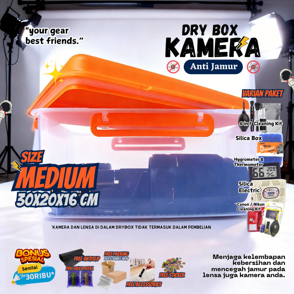 [Free Bonus] Dry Box Kamera Medium | DryBox Kamera & Lensa Bressons | Box Kamera dan Lensa MIrrorles