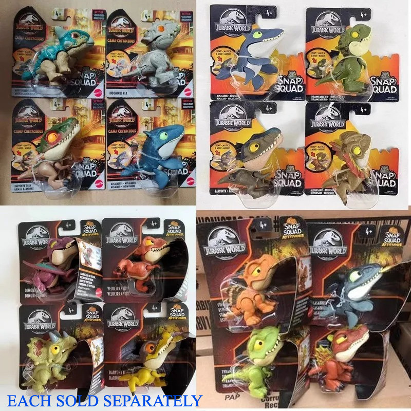 Assorted Original Mattel Jurassic World Snap Squad nosaurs Indominus Rex Mosasauru Bumy Ankylosaurus