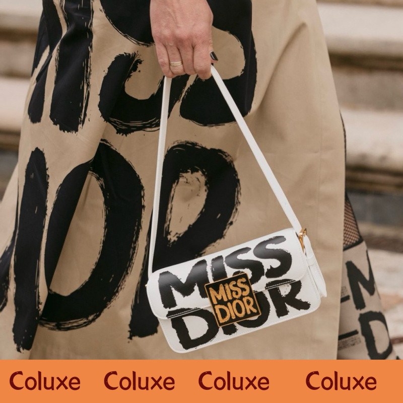 DI OR CD Miss Dior Graffiti Flap Shoulder Bag in Printed Calfskin