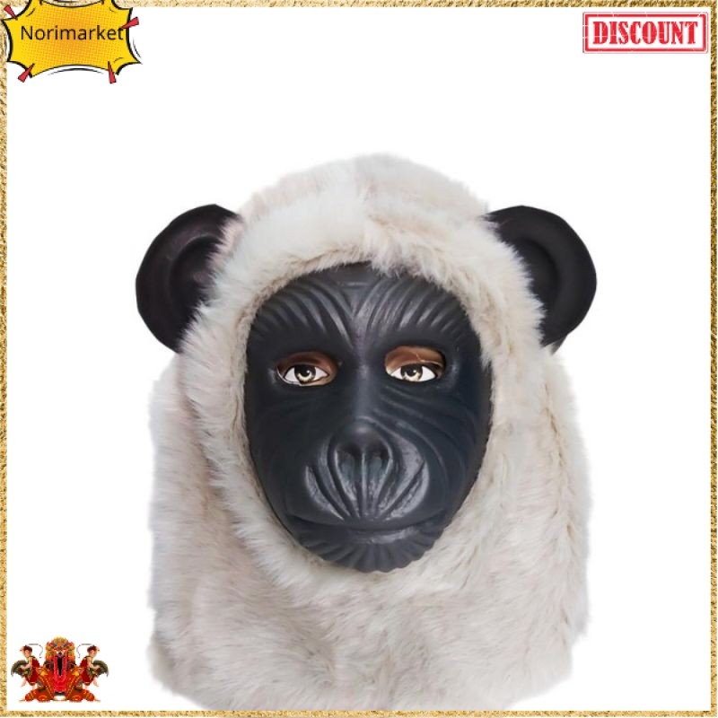 TERBARU Top Sale️ Topeng monyet warna hitam putih / Topeng monyet karnaval / Topeng monyet karet ber