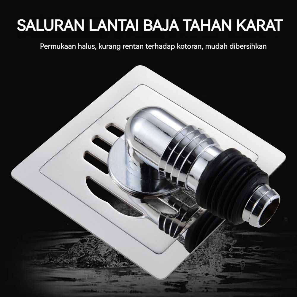 Anti-bau Saluran Pembuangan Lantai Stainless untuk Mesin Cuci dengan Konektor Selang Sambungan