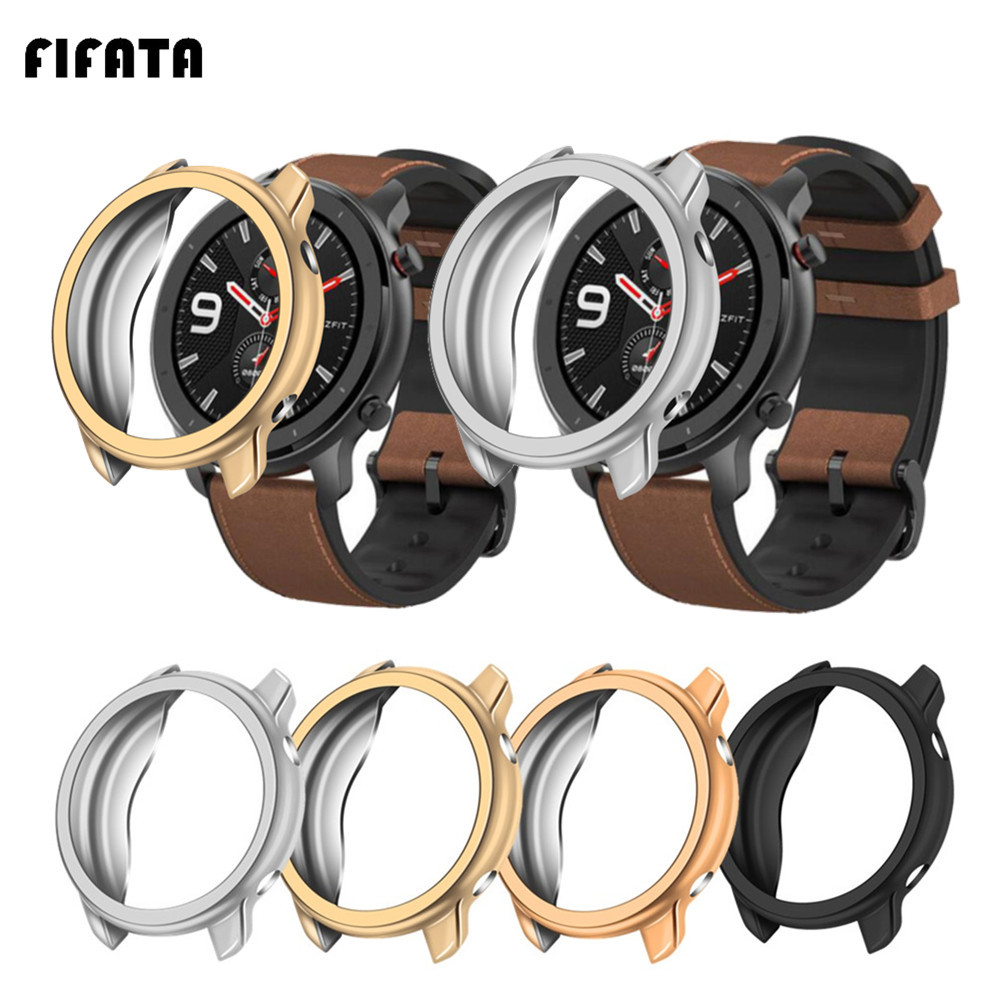 FIFATA Watch Protective Case For Xiaomi Huami Amazfit GTR 47mm Plating Silicone Cover Frame Protecto
