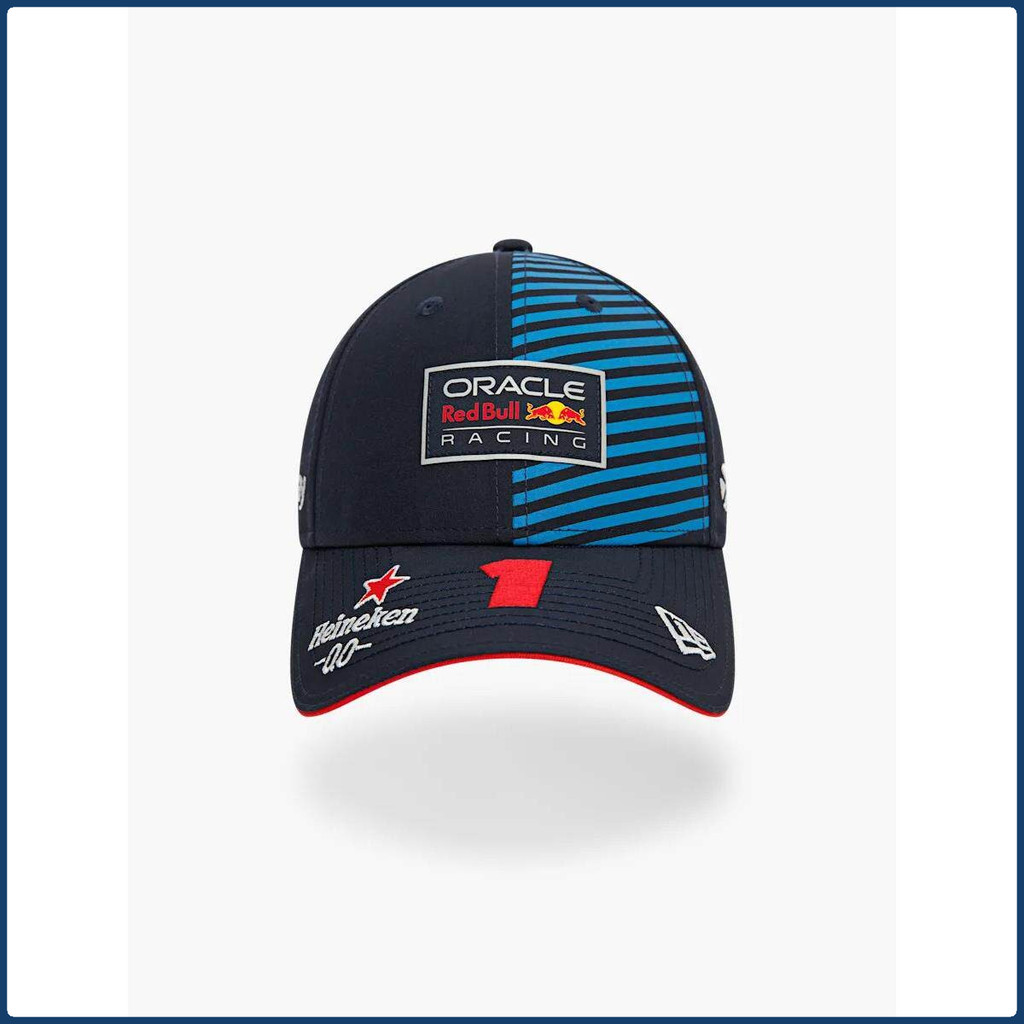 Topi balap Tim Red Bull F1, topi baseball Red Bull Formula 1 dengan pinggiran melengkung, topi pelin