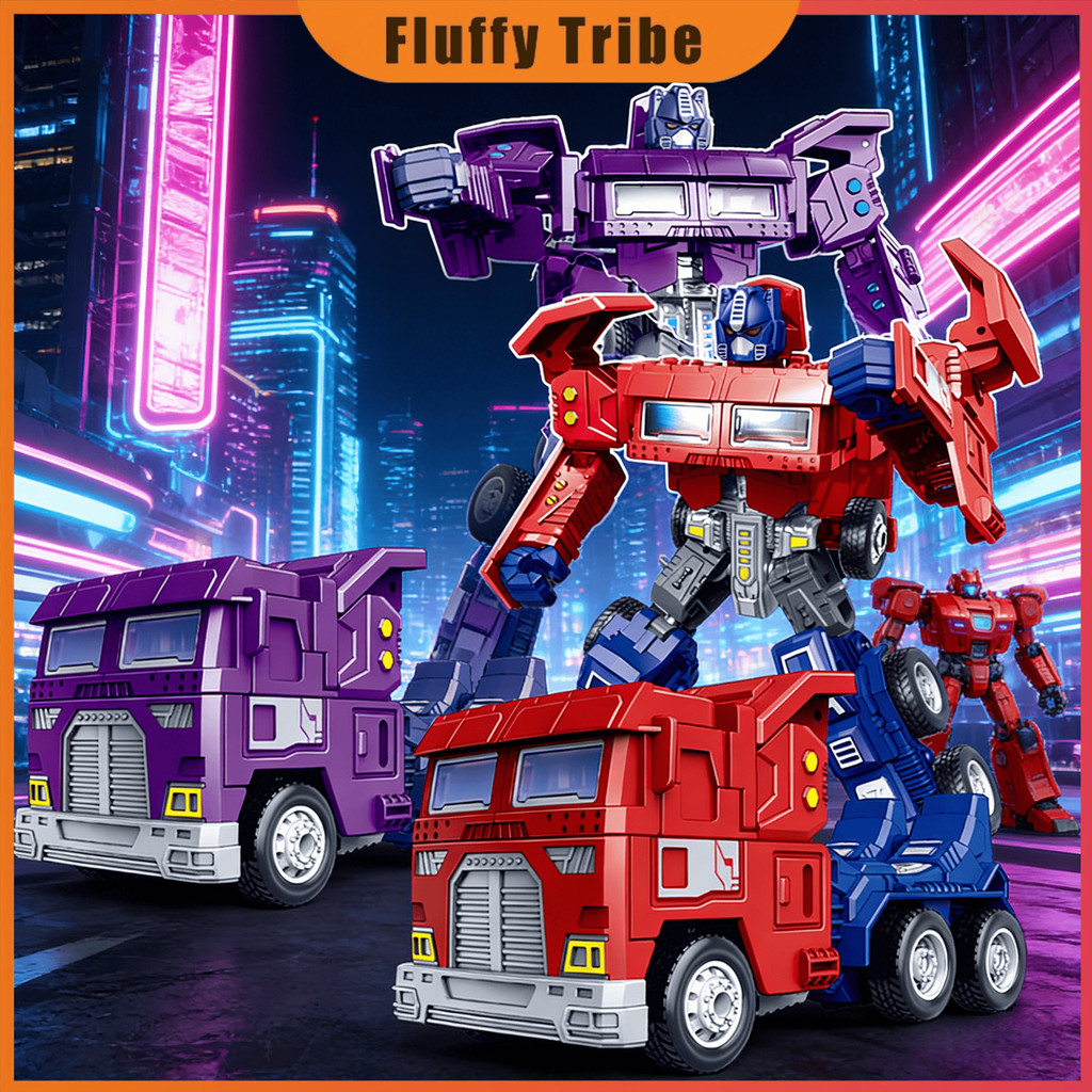 Fluffy Tribe Mainan Robot Mobil 18cm Mobil Deformasir Pengemudi Truk Mengubah Robot Mainan Deformasi