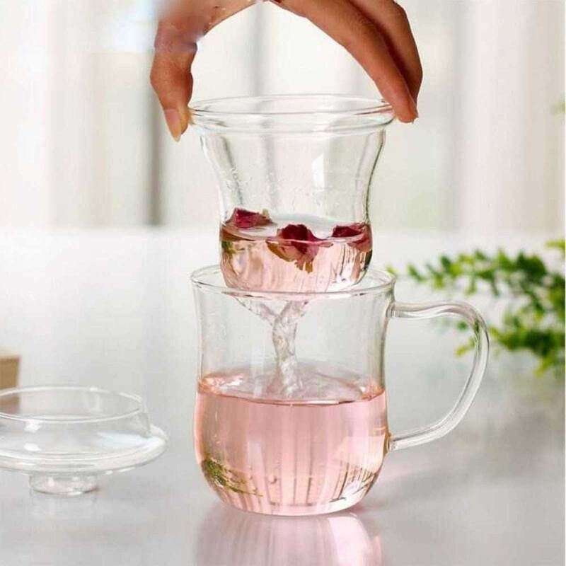 gelas cangkir teh tea cup mug with infuser filter / gelas cangkir saringan teh /gelas saringan teh t