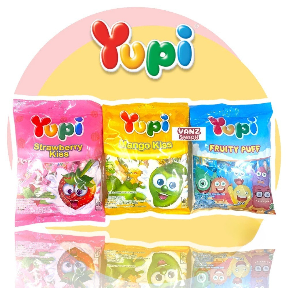 Yupi Gummy Strawberry Kiss, Yupi Mango Kiss, Yupi Fruity puff 120g