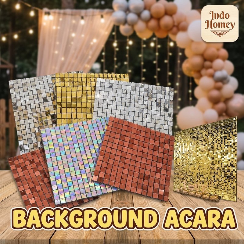 panel dinding sequin backdrop 5pcs 30x30cm dekorasi ulang tahun lamaran pernikahan estetik baru