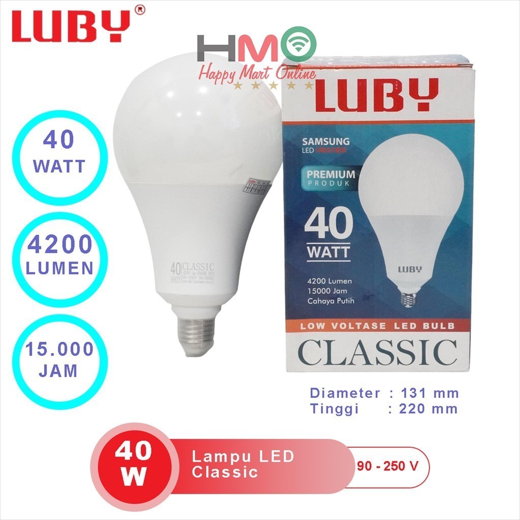 Lampu LED Luby Classic 40 Watt Cahaya Putih Luby Classic 40W CDL Best Seller