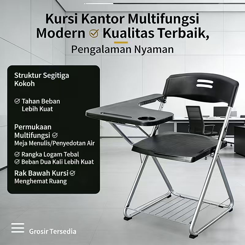 Kursi Belajar Sekolah Tinggi Dengan Meja Tulis Plastik Kursi Lipat Hemat Ruang