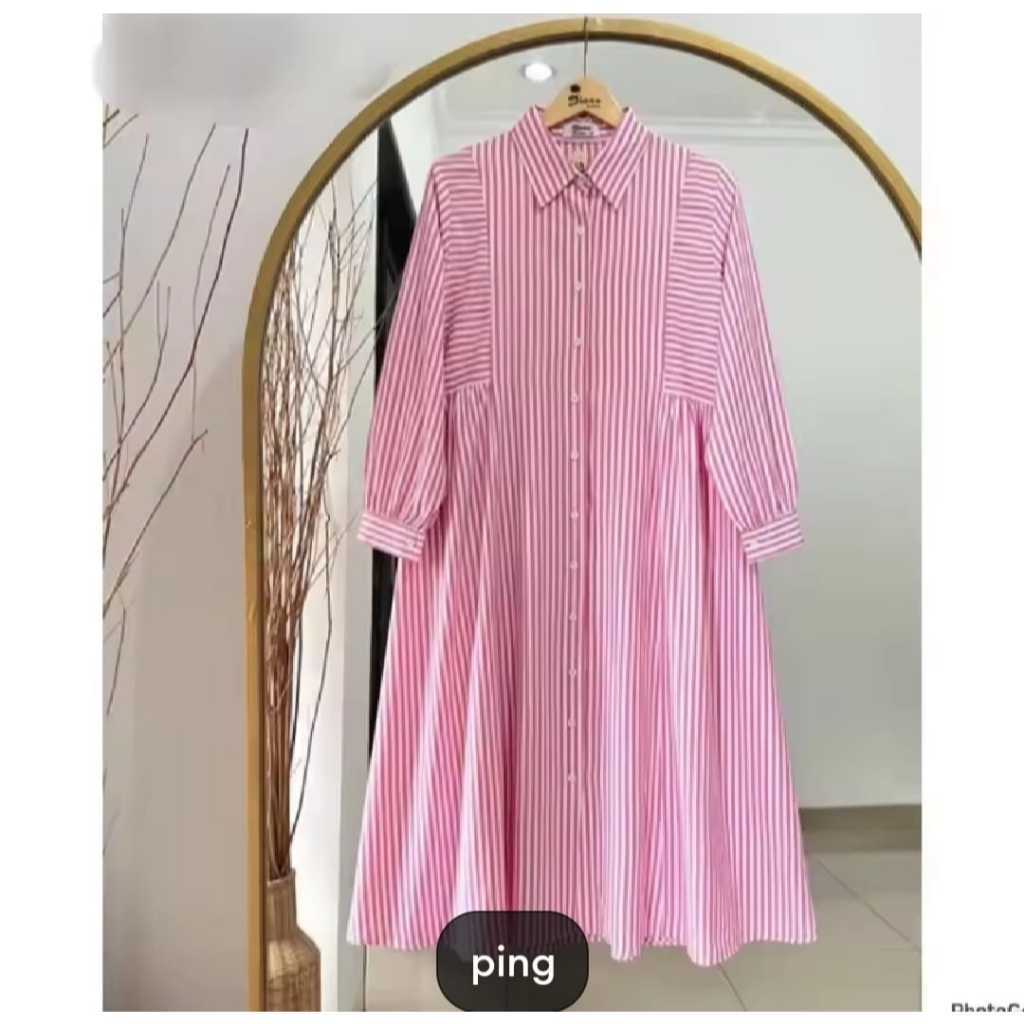 TUNIC WANITA MOTIF GARIS-GARIS / KEMEJA TUNIK WANITA TERBARU / TUNIK DEWASA JUMBO TERLARIS / TUNIK