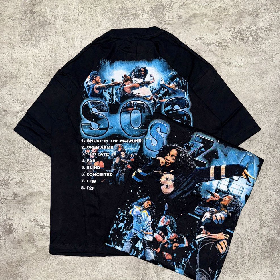 ORI SZA SOS Oversize T-Shirt - SZA Oversized Black 20s Vintage T-Shirt