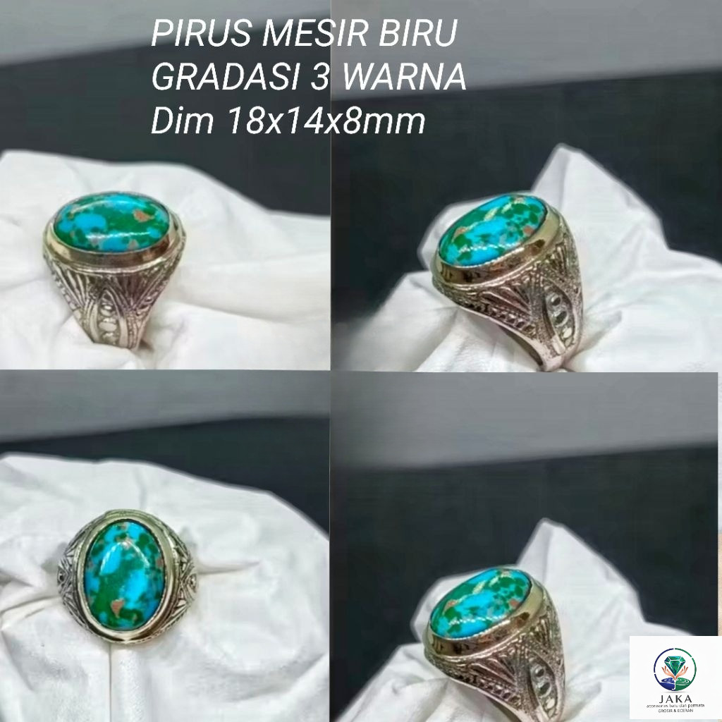 CINCIN BATU PIRUS MESIR BIRU GRADASI 3 WARNA