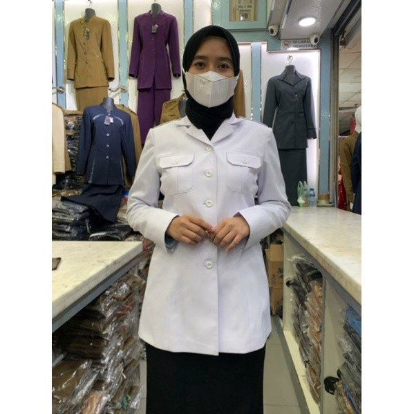 FLASH SALE Seragam Princessfa Putih P3K ASN PNS Wanita, Atasan Putih Kantong 2 PNS Wanita , Baju Ker
