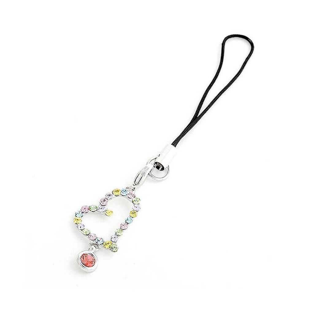 Glamorousky Tali Hitam dengan Liontin Hati yang Anggun, Kristal Austrian berwarna-warni berkilau, Ak