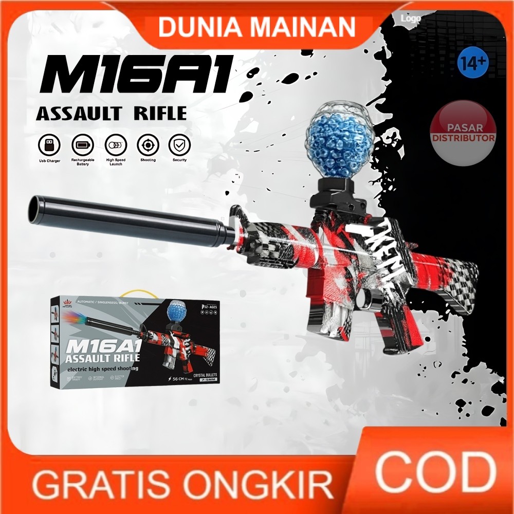 DUNIA MAINAN  WH11(1-4) M16A1 ELECTRIC HIGH SPEED XTS-3036 Mainan Tembakan Bubble Gel Keren / mainan