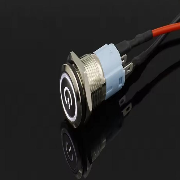 switch on off push button tombol saklar lampu ring led motor mobil - Putih