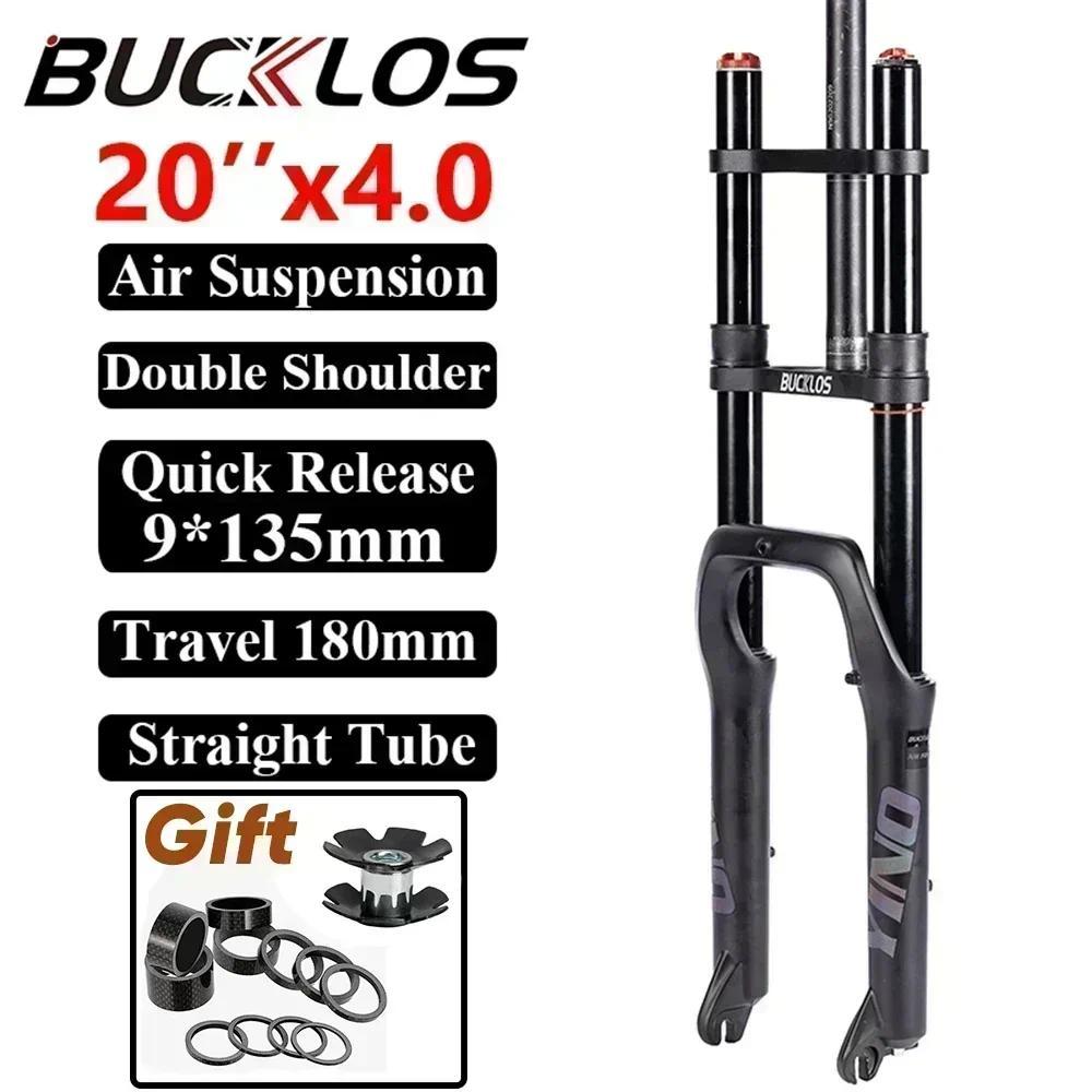 BUCKLOS 20*4.0 Fat Bike Air Fork Single/Double Shoulder 20inch Suspension Fork Disc Brake 9*135mm Sn