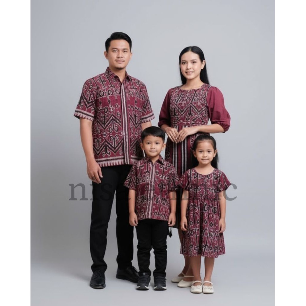 NIWASUMA Baju Couple Keluarga Tenun Motif Kalimantan S-XL