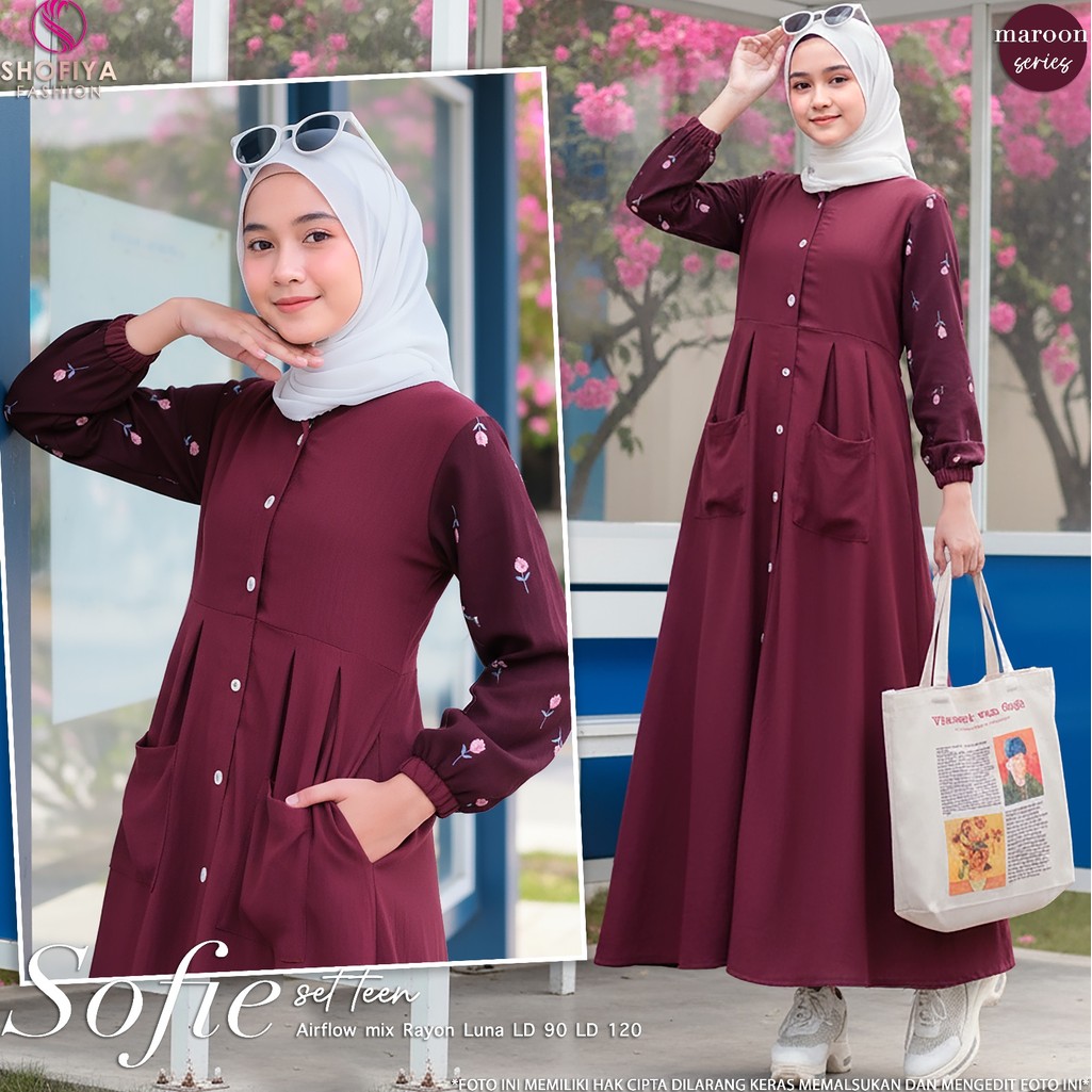 TEENARA SOFIE TEEN DRESS REMAJA MOTIF POLOS VIRAL HITS LEBARAN 2026