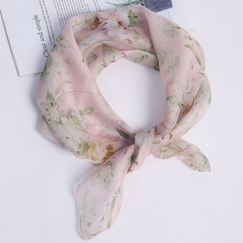 Perhiasan Kenangan Ratu  COD   Syal Sutra Persegi Kecil Warna Polos, Syal Sutra Mulberry Tipis