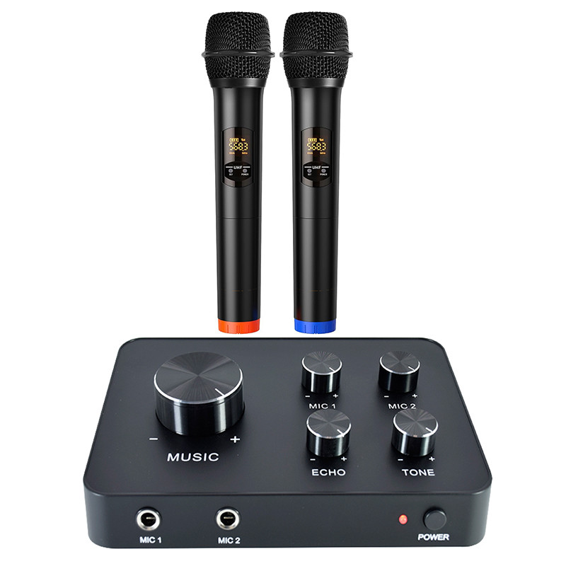 HD Microphone Karaoke Mixer Microfono UHF Dynamic TwoButton Wireless Microphone SoundBar Speaker Hif
