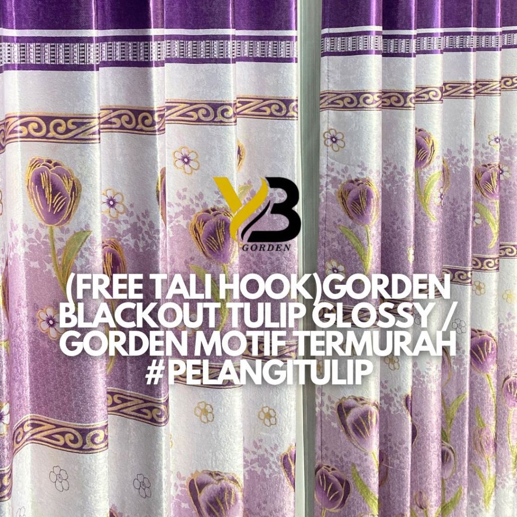 MULYO - GORDEN JENDELA MOTIF BUNGA TULIP GLOSSY / HORDENG BLACKOUT MOTIF  terbaro