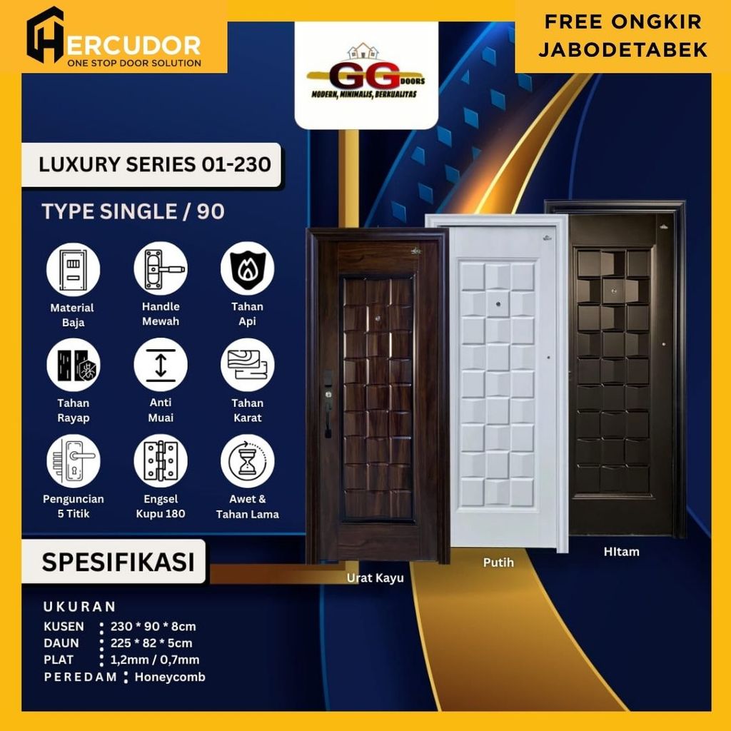 GG LUXURY-230 S - Pintu Utama Baja Premium GG Luxury - Single 90x230