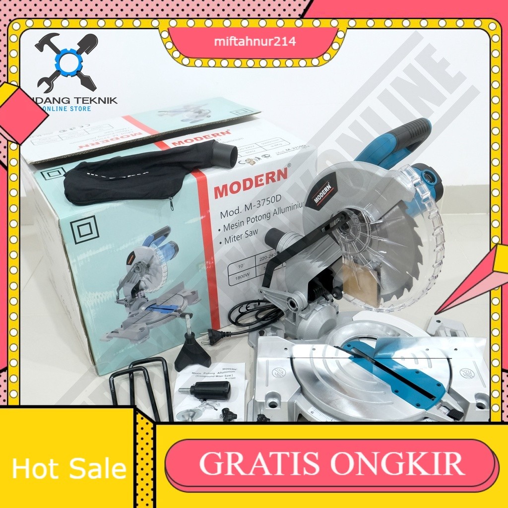Mitter Saw 10 Inch MODERN M-3750D / Mesin Mittersaw 10" 3750 - Mesin Potong Aluminium Mitre Saw MODE