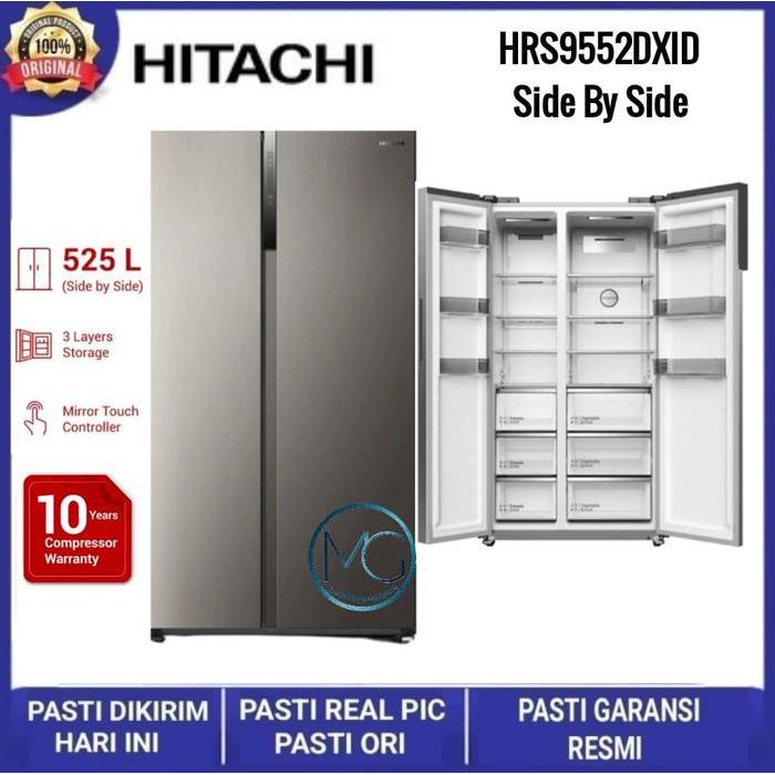 Hitachi HRSN9552DXID Kulkas side by side 525 Liter Efficient Inverter Compressor - HRSN9552DXID
