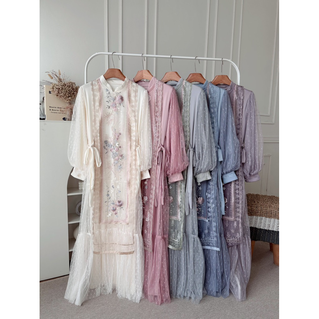 CANDY LADY Slavina Brocade Maxi / Gamis Wanita Terbaru Gamis Kondangan Gamis Brukat Pesta Bestseller